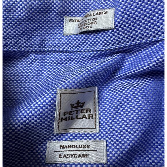 Peter Millar Men’s Blue Easy Care Nanoluxe Button Up Shirt Size 2XL, Preppy - Picture 5 of 6